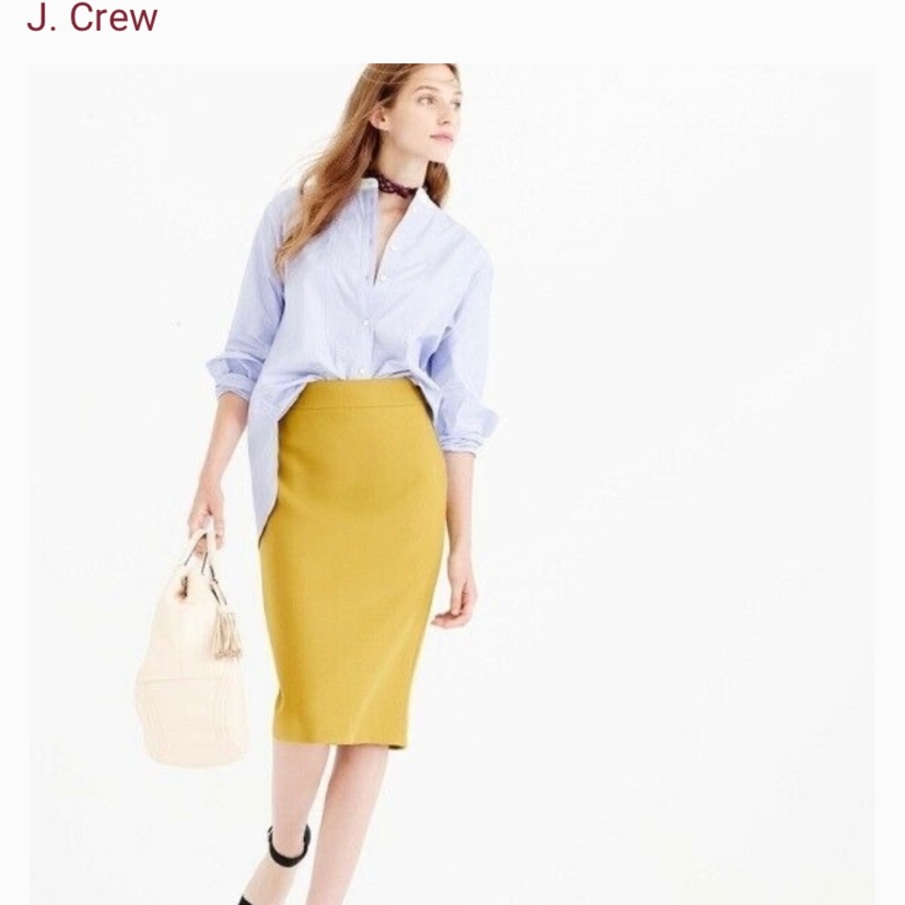 Jcrew yellow wool pencil skirt